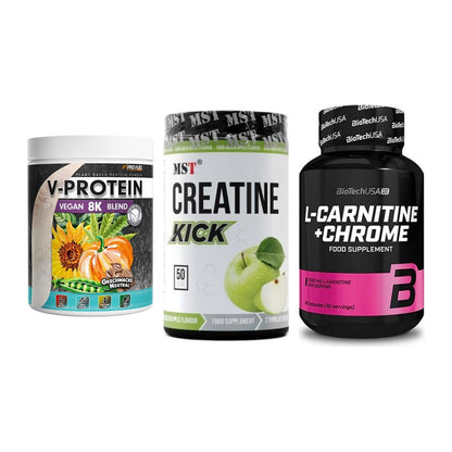 Pflanzliches Set: ProFuel V-Prote + MST Creatine + BioTech L-Carni – alle enthaltenen Artikel
