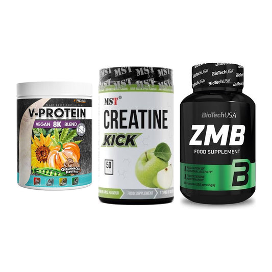 Pflanzliches Set: ProFuel V-Prote + MST Creatine + BioTech ZMB – alle enthaltenen Artikel