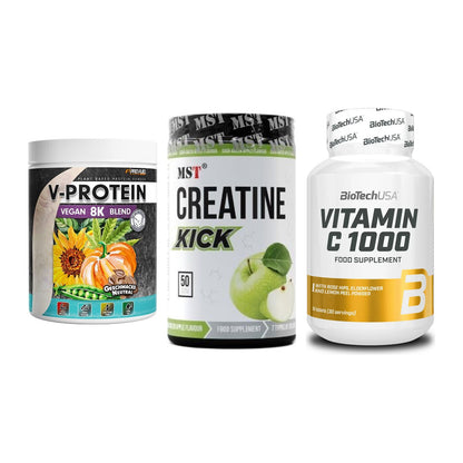 Pflanzliches Set: ProFuel V-Prote + MST Creatine + BioTech Vitamin – alle enthaltenen Artikel