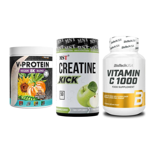 Pflanzliches Set: ProFuel V-Prote + MST Creatine + BioTech Vitamin – alle enthaltenen Artikel