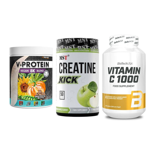 Pflanzliches Set: ProFuel V-Prote + MST Creatine + BioTech Vitamin – alle enthaltenen Artikel