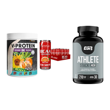 Pflanzliches Set: ProFuel V-Prote + Activlab BCAA + ESN Athlete – alle enthaltenen Artikel