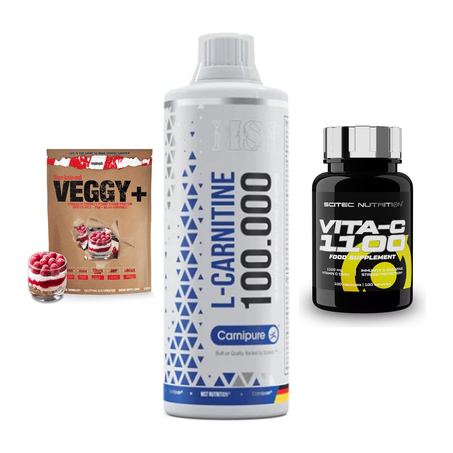 Pflanzliches Set: Sinob VEGGY + MST L-Carnitine + Scitec Vitamin – alle enthaltenen Artikel