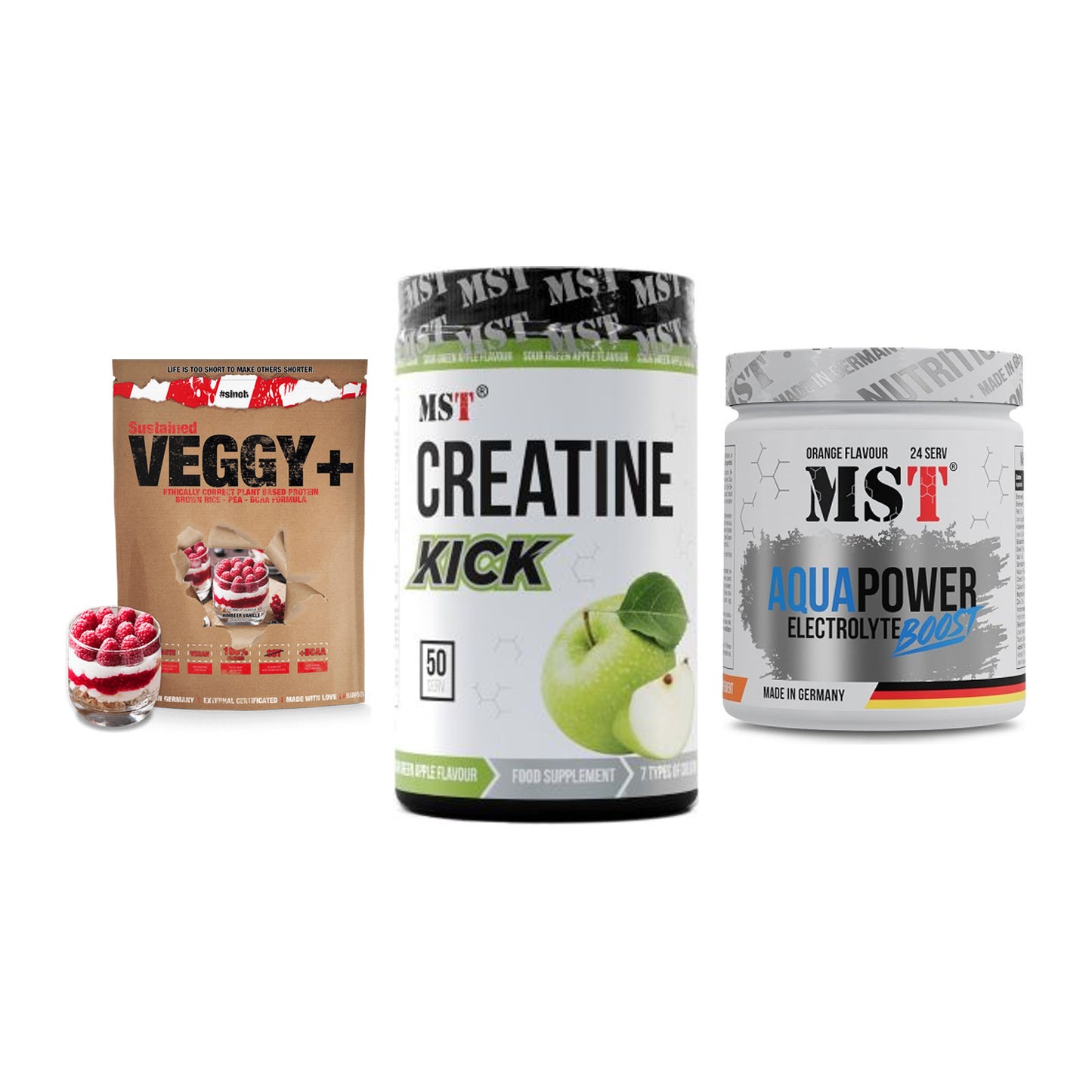 Pflanzliches Set: Sinob VEGGY + MST Creatine + MST Aqua Power – alle enthaltenen Artikel