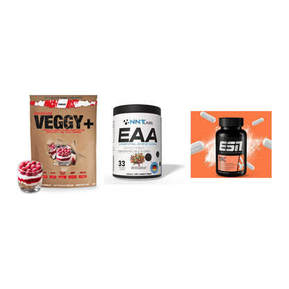 Pflanzliches Set: Sinob VEGGY + VEGAN PROTEIN + NNT EAA + ESN Zinc – alle enthaltenen Artikel