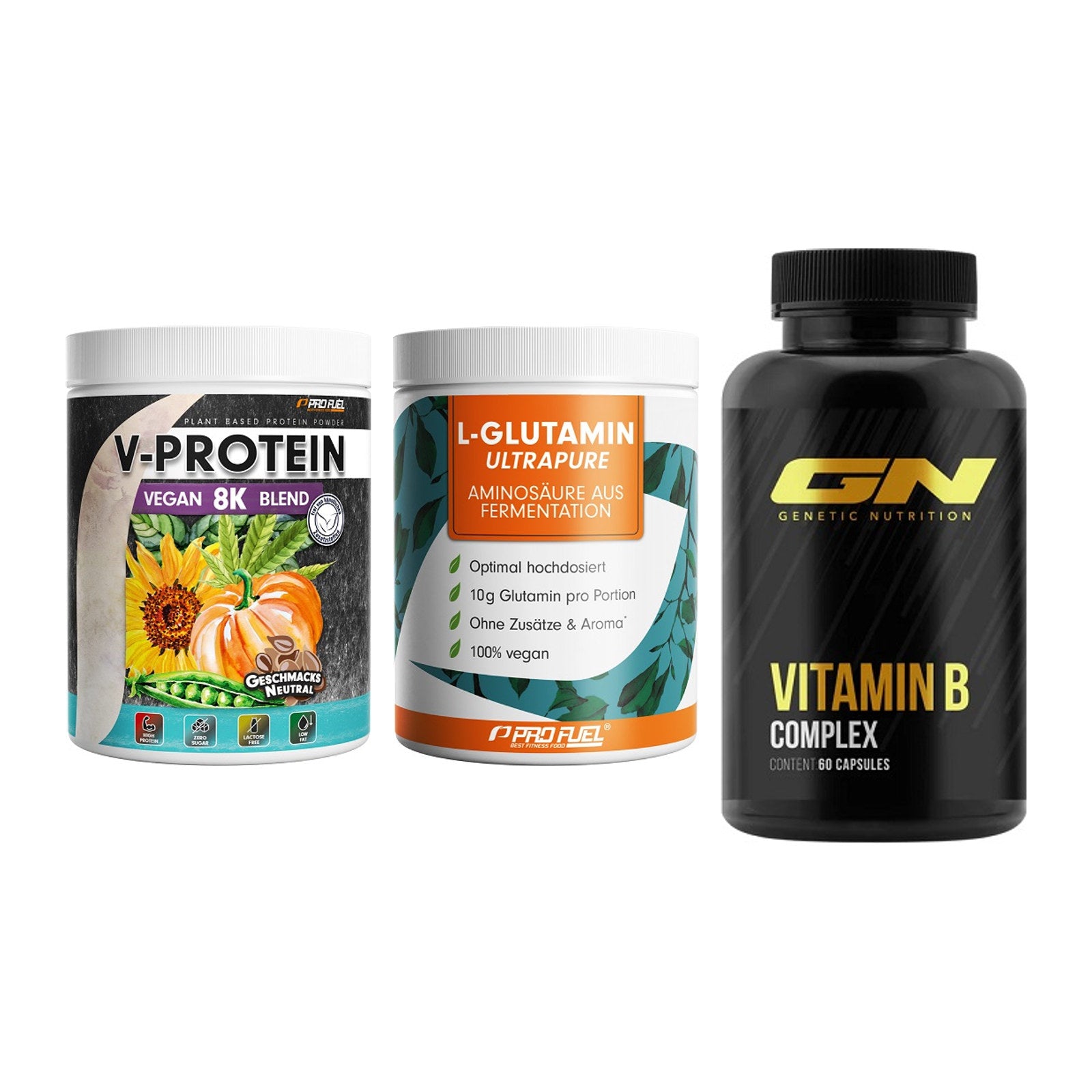 Pflanzliches Set: ProFuel V-Prote + ProFuel Glutami + GN Vitamin – alle enthaltenen Artikel