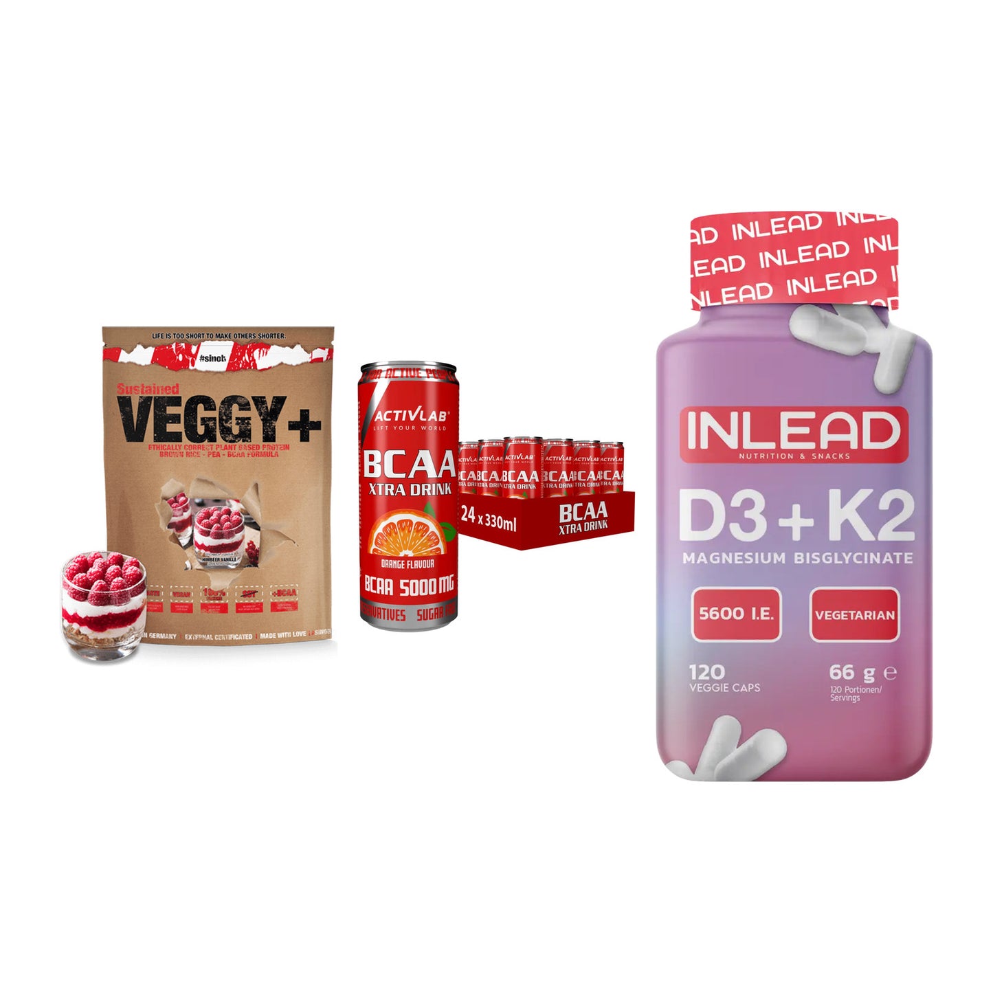 Pflanzliches Set: Sinob VEGGY + Activlab BCAA + INLEAD Vitamin – alle enthaltenen Artikel