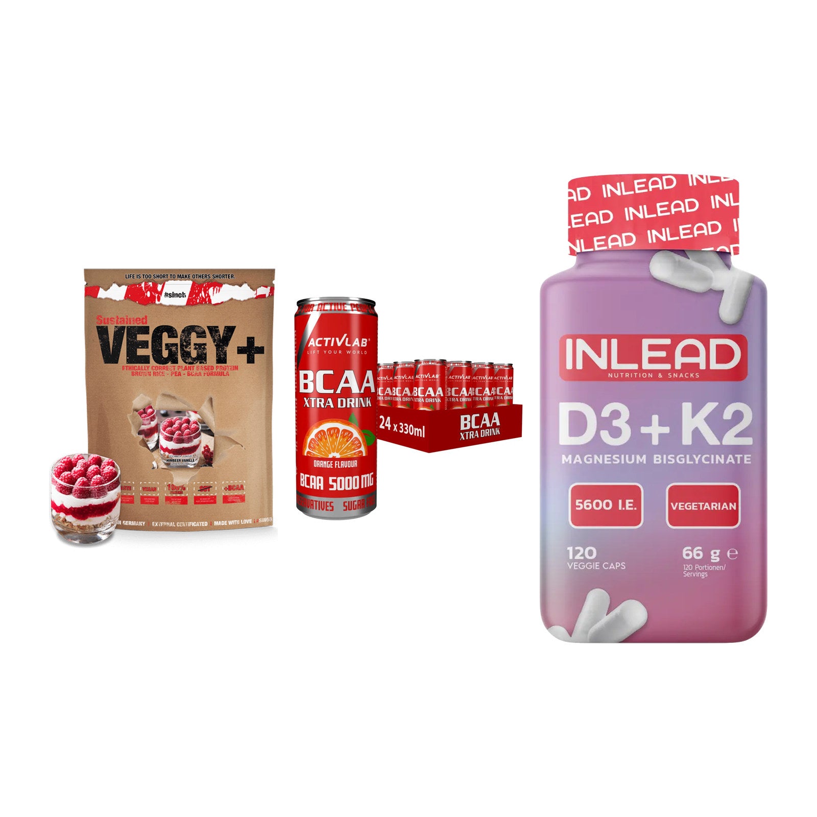 Pflanzliches Set: Sinob VEGGY + Activlab BCAA + INLEAD Vitamin – alle enthaltenen Artikel