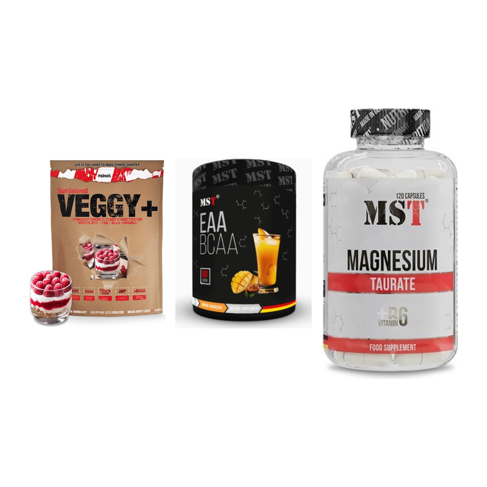 Pflanzliches Set: Sinob VEGGY + MST EAA & BCAA + MST Magnesium – alle enthaltenen Artikel