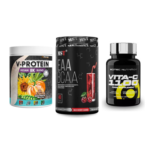 Pflanzliches Set: ProFuel V-Prote + MST EAA & BCAA + Scitec Vitamin – alle enthaltenen Artikel