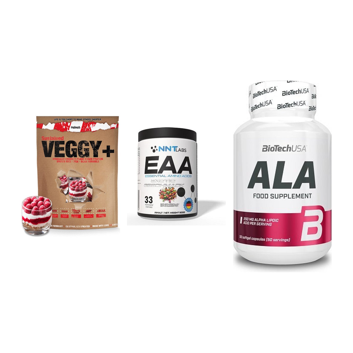 Pflanzliches Set: Sinob VEGGY + NNT EAA + BioTech ALA – alle enthaltenen Artikel