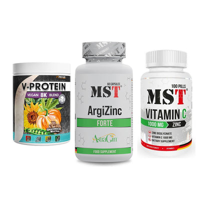 Pflanzliches Set: ProFuel V-Prote + MST ArgiZinc + MST Vitamin C – alle enthaltenen Artikel