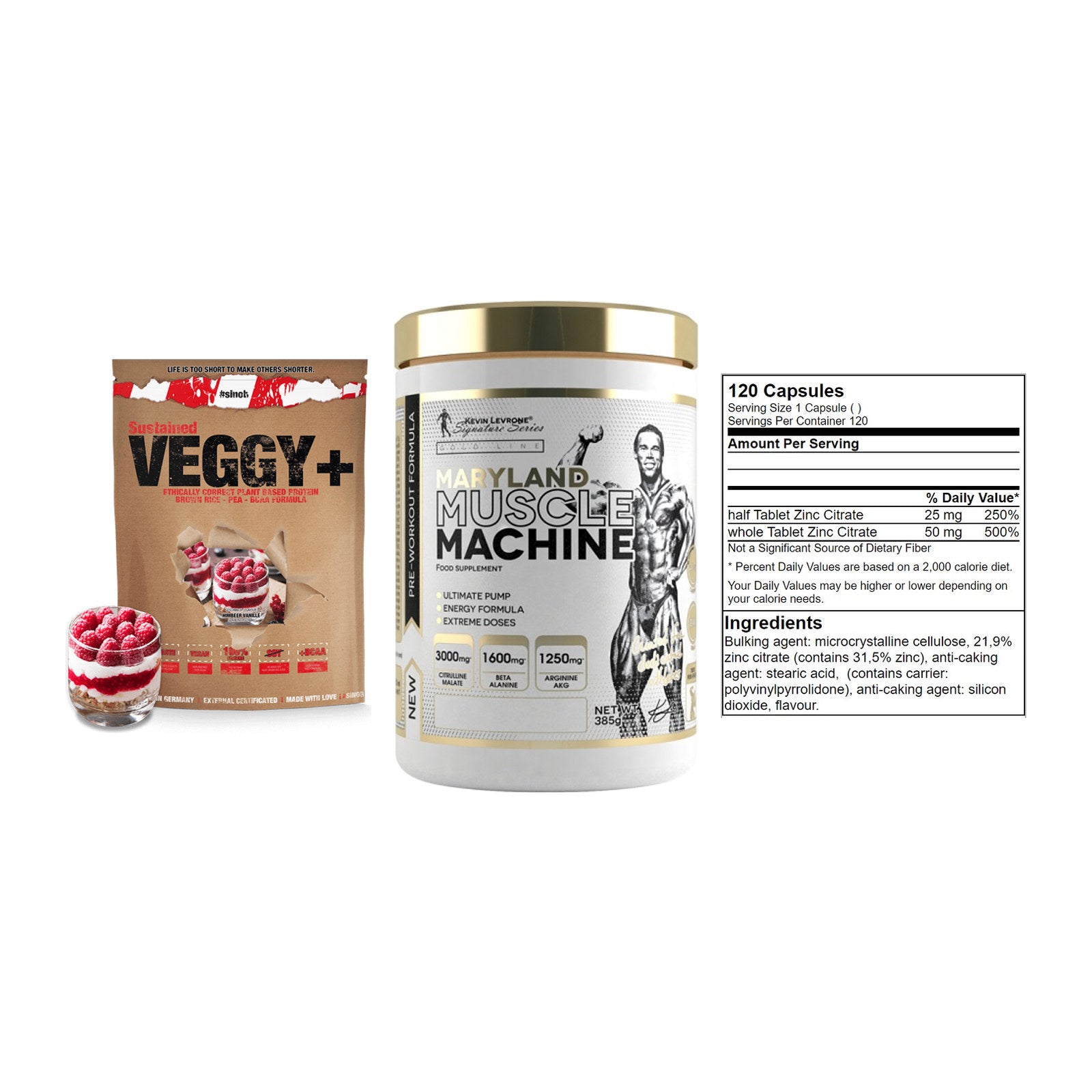 Pflanzliches Set: Sinob VEGGY + Kevin Levrone + GN Zinc Citrate – alle enthaltenen Artikel