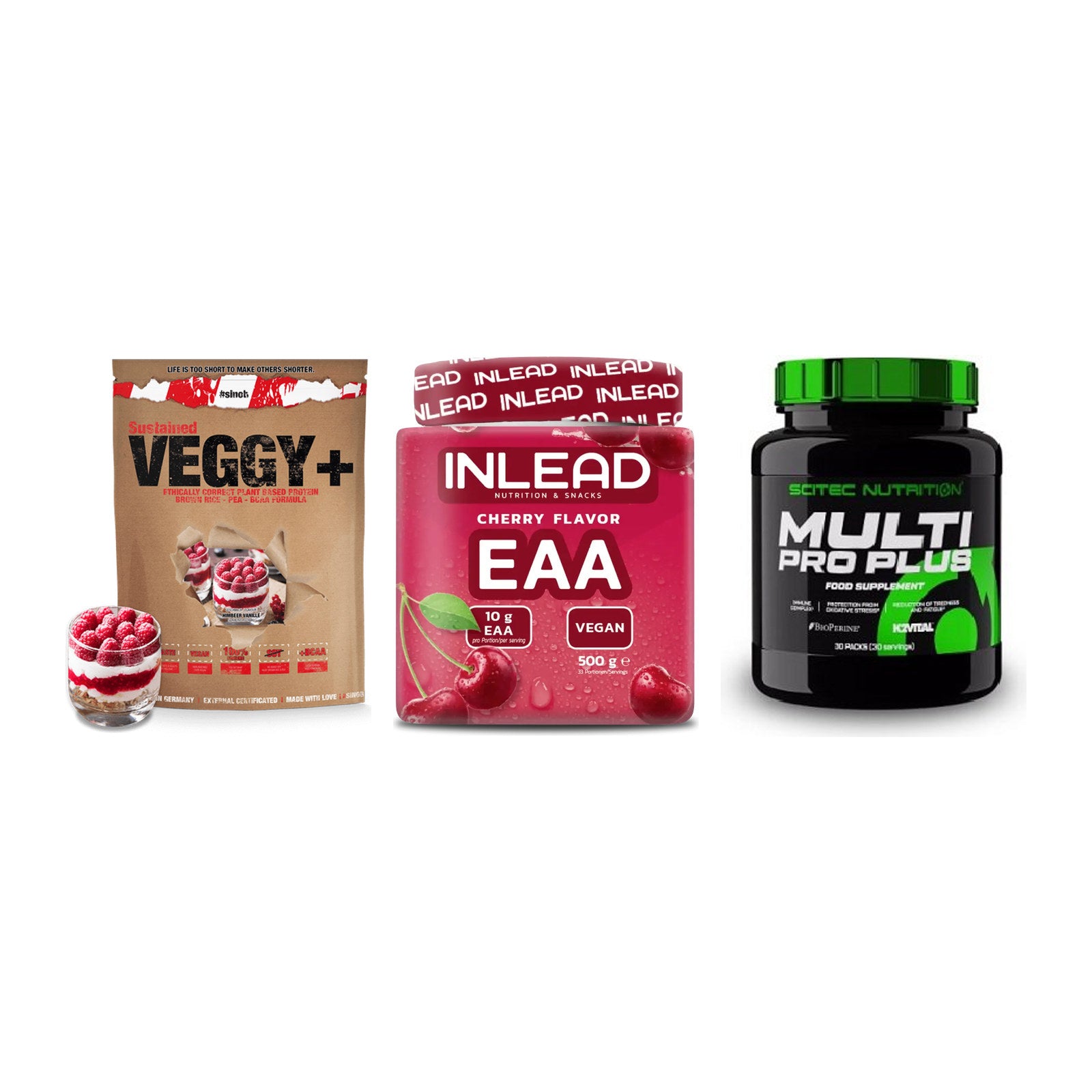 Pflanzliches Set: Sinob VEGGY + INLEAD EAA + Scitec Multi – alle enthaltenen Artikel