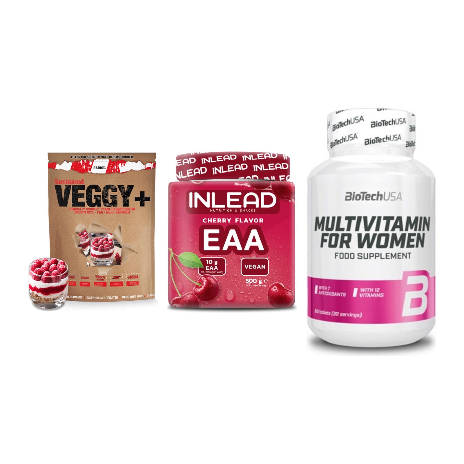 Pflanzliches Set: Sinob VEGGY + INLEAD EAA + BioTech Multivi – alle enthaltenen Artikel
