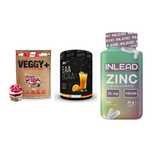 Pflanzliches Set: Sinob VEGGY + MST EAA & BCAA + INLEAD Zink – alle enthaltenen Artikel