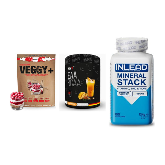 Pflanzliches Set: Sinob VEGGY + MST EAA & BCAA + INLEAD Mineral – alle enthaltenen Artikel