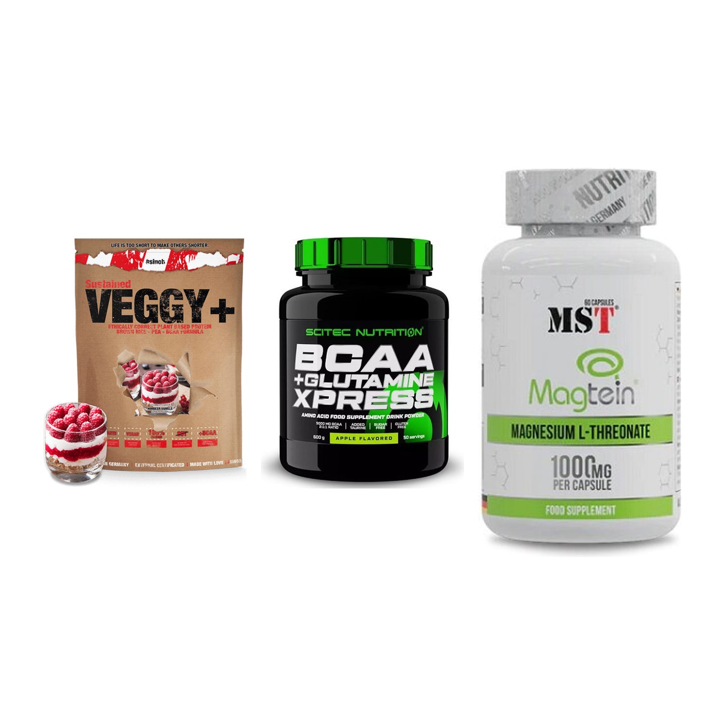 Pflanzliches Set: Sinob VEGGY + Scitec BCAA + MST Magnesium – alle enthaltenen Artikel