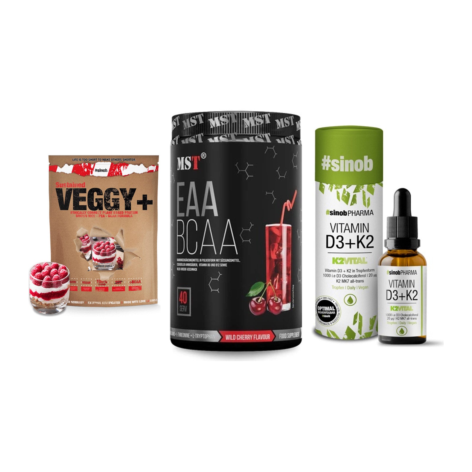 Pflanzliches Set: Sinob VEGGY + MST EAA & BCAA + Sinob Vitamin – alle enthaltenen Artikel