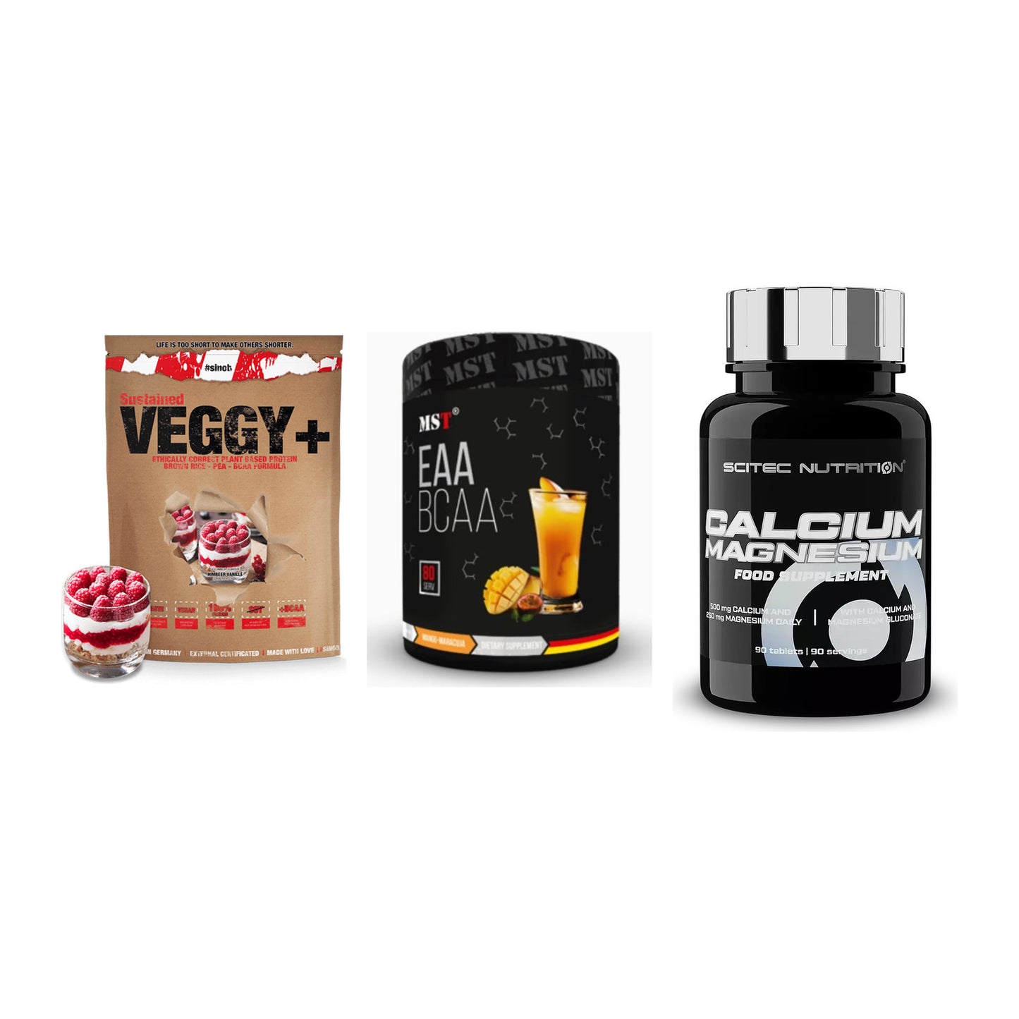 Pflanzliches Set: Sinob VEGGY + MST EAA & BCAA + Scitec Calcium – alle enthaltenen Artikel