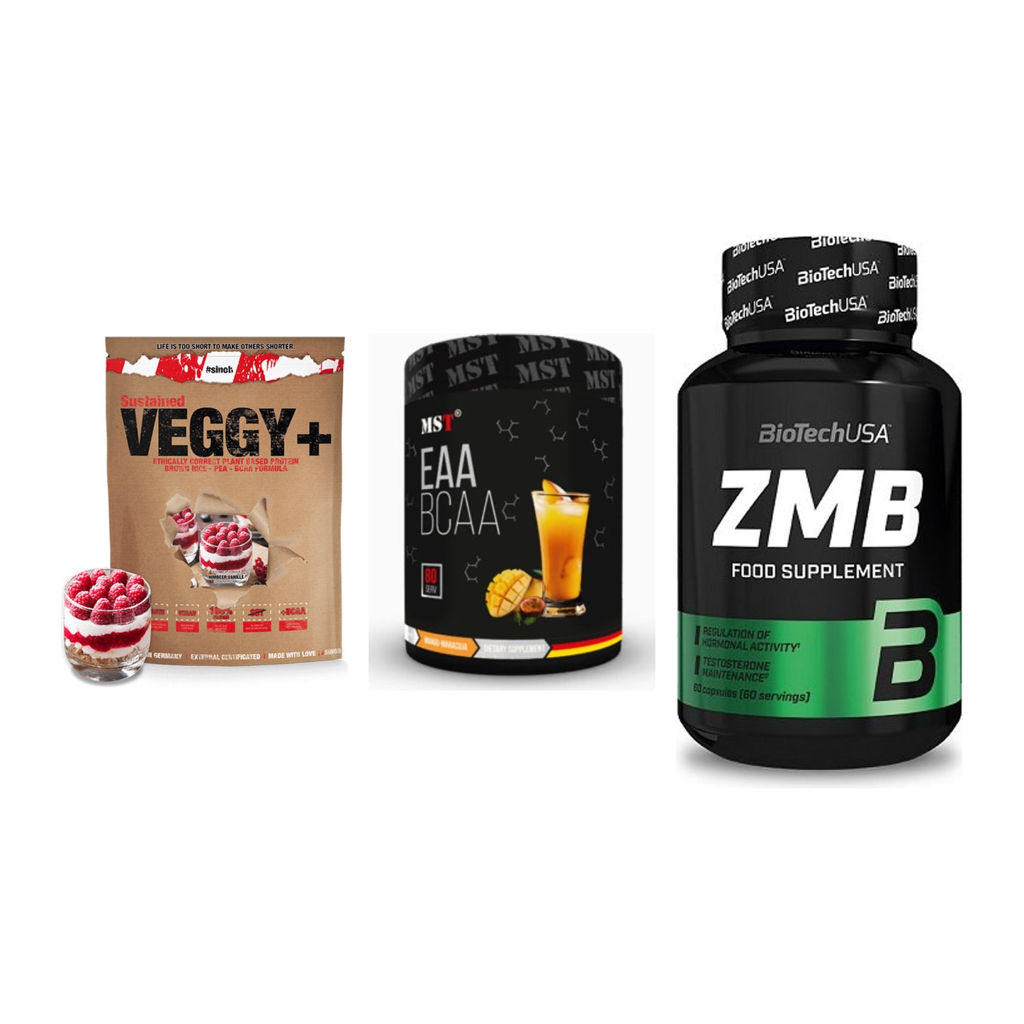 Pflanzliches Set: Sinob VEGGY + MST EAA & BCAA + BioTech ZMB – alle enthaltenen Artikel