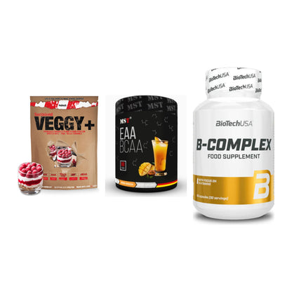 Pflanzliches Set: Sinob VEGGY + MST EAA & BCAA + BioTech B – alle enthaltenen Artikel