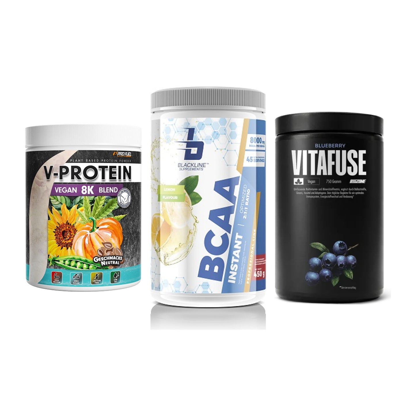 Pflanzliches Set: ProFuel V-Prote + Blackline + Big Zone – alle enthaltenen Artikel