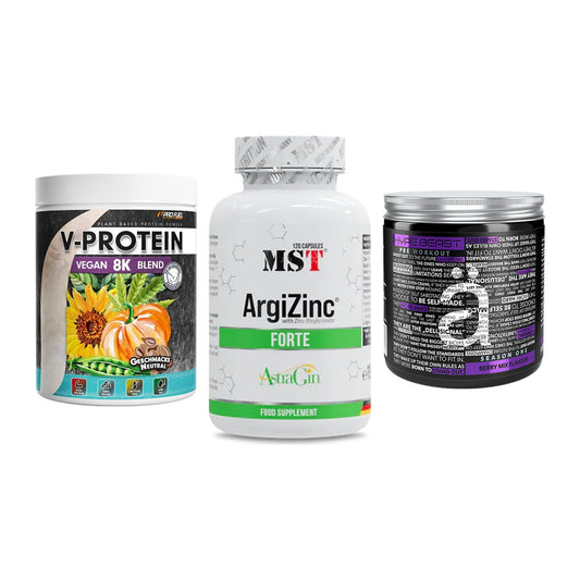 Pflanzliches Set: ProFuel V-Prote + MST ArgiZinc + Nanosupps Hype – alle enthaltenen Artikel