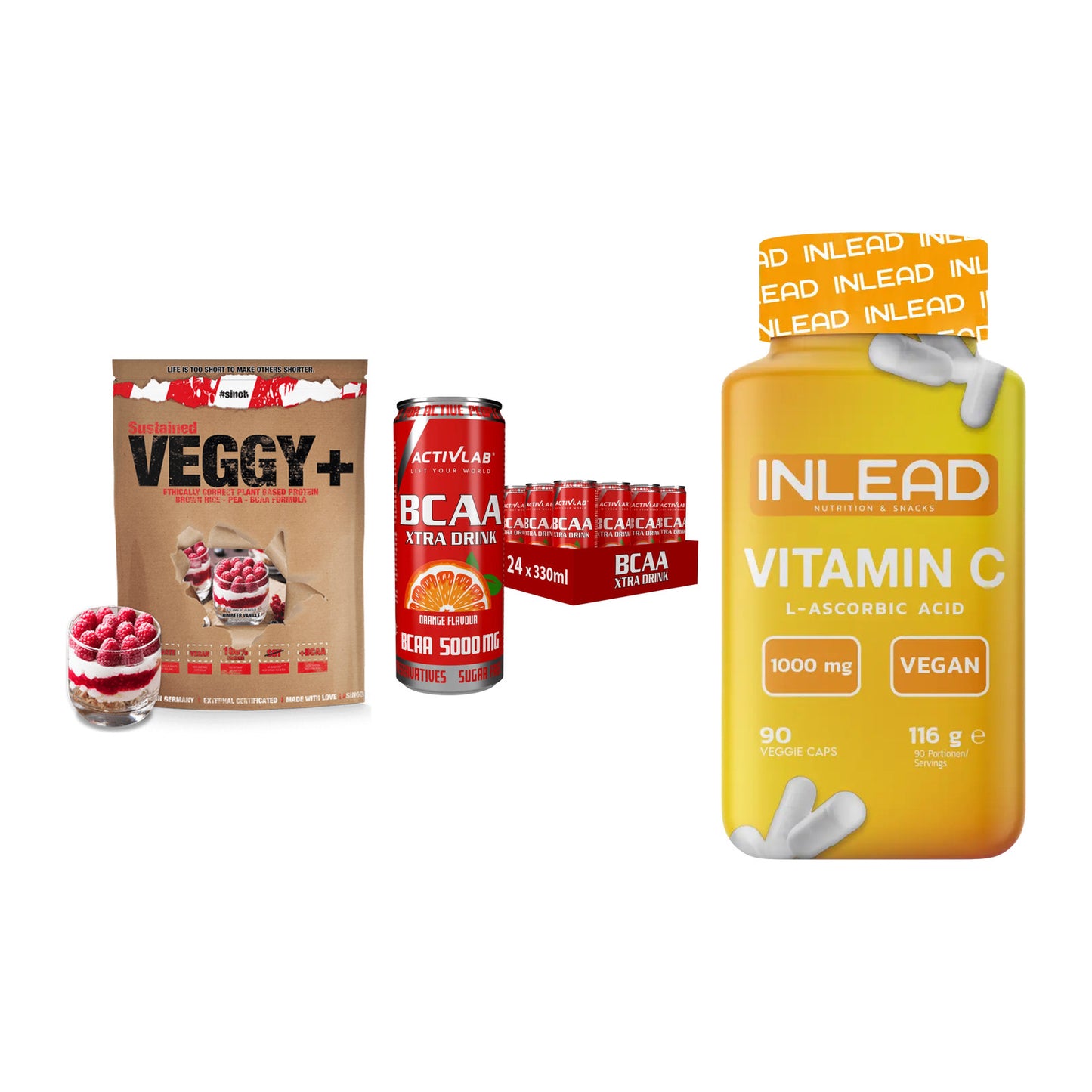 Pflanzliches Set: Sinob VEGGY + Activlab BCAA + INLEAD Vitamin – alle enthaltenen Artikel