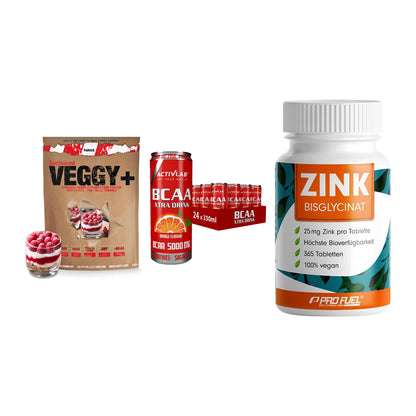 Pflanzliches Set: Sinob VEGGY + Activlab BCAA + ProFuel Zink – alle enthaltenen Artikel