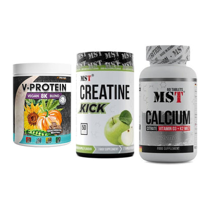 Pflanzliches Set: ProFuel V-Prote + MST Creatine + MST Calcium – alle enthaltenen Artikel
