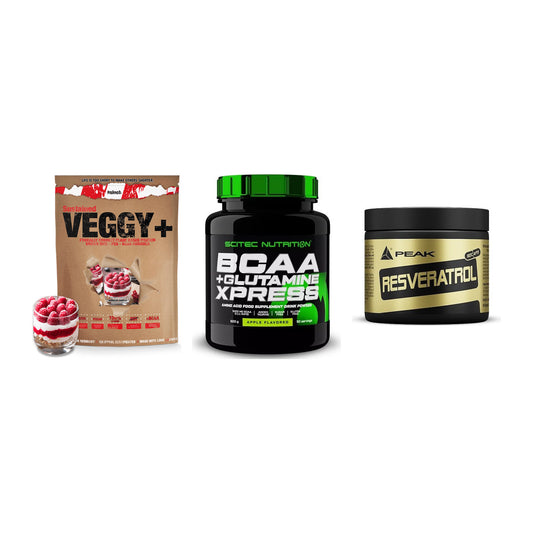 Pflanzliches Set: Sinob VEGGY + Scitec BCAA + Peak Resveratro – alle enthaltenen Artikel