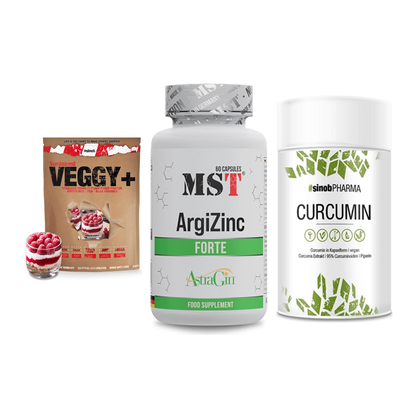 Pflanzliches Set: Sinob VEGGY + MST ArgiZinc + Sinob Curcumin – alle enthaltenen Artikel