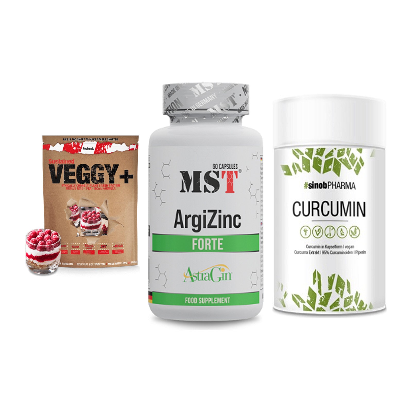 Pflanzliches Set: Sinob VEGGY + MST ArgiZinc + Sinob Curcumin – alle enthaltenen Artikel