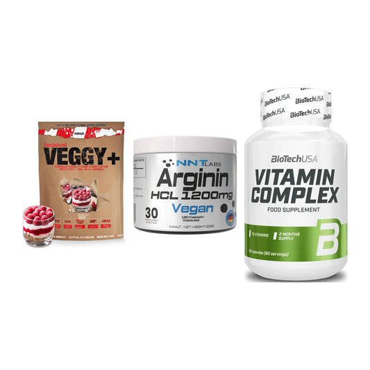 Pflanzliches Set: Sinob VEGGY + NNT Arginin HCL + BioTech Vitamin – alle enthaltenen Artikel