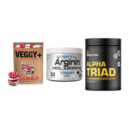 Pflanzliches Set: Sinob VEGGY + NNT Arginin HCL + Dedicated Alpha – alle enthaltenen Artikel