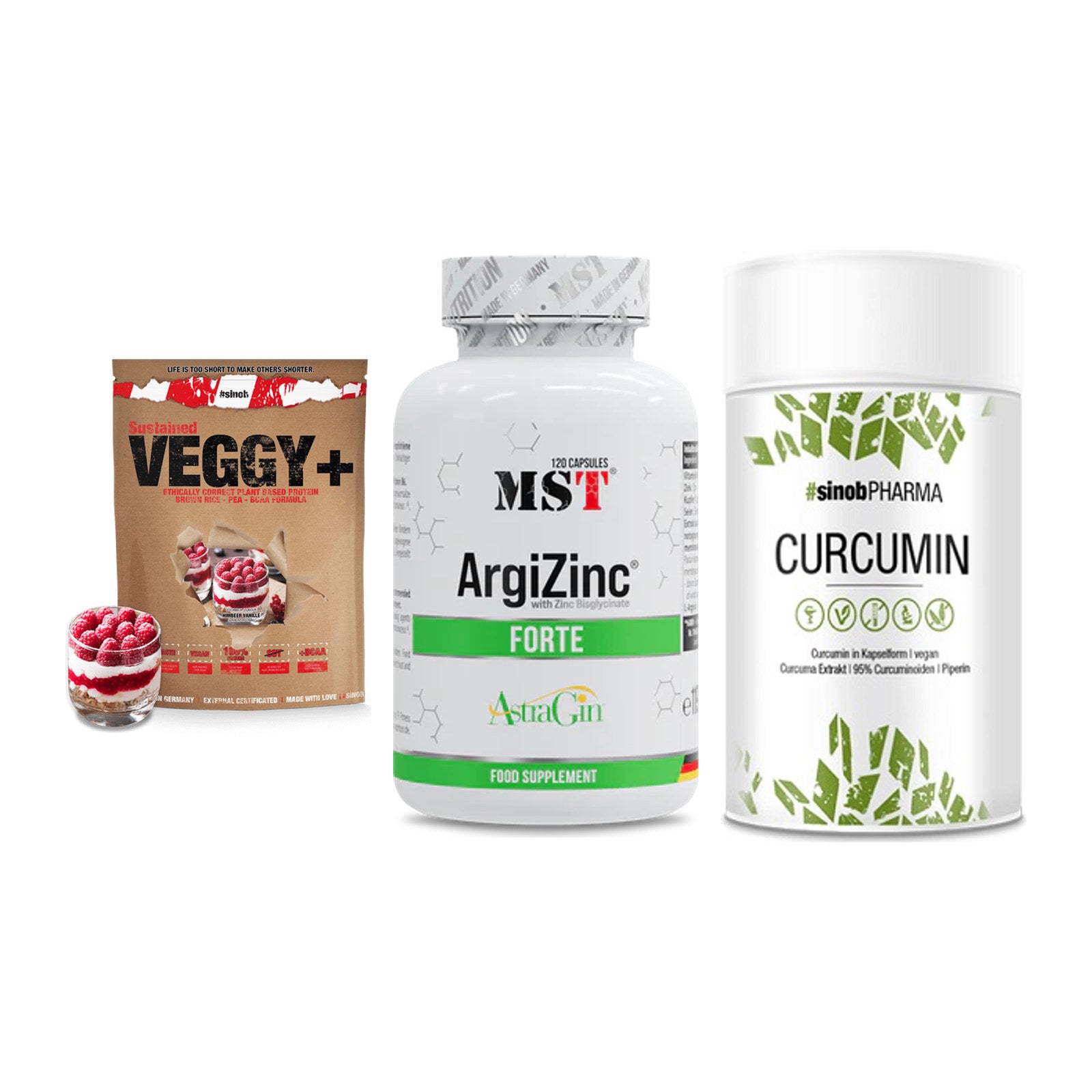 Pflanzliches Set: Sinob VEGGY + MST ArgiZinc + Sinob Curcumin – alle enthaltenen Artikel