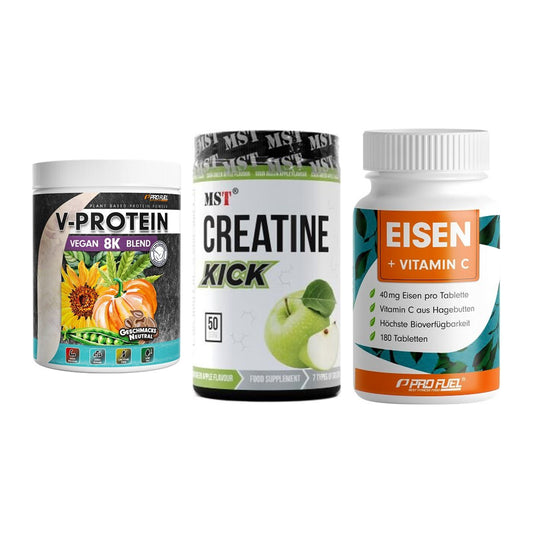 Pflanzliches Set: ProFuel V-Prote + MST Creatine + ProFuel EISEN – alle enthaltenen Artikel