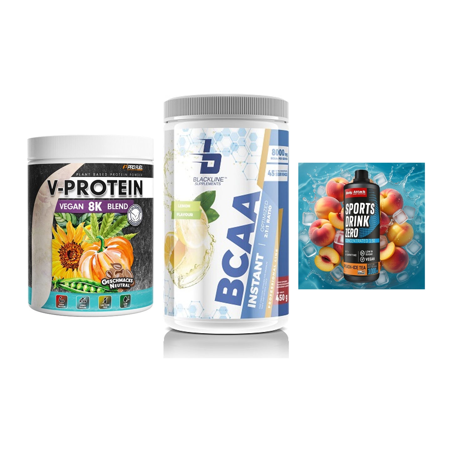 Pflanzliches Set: ProFuel V-Prote + Blackline + Body Attack – alle enthaltenen Artikel