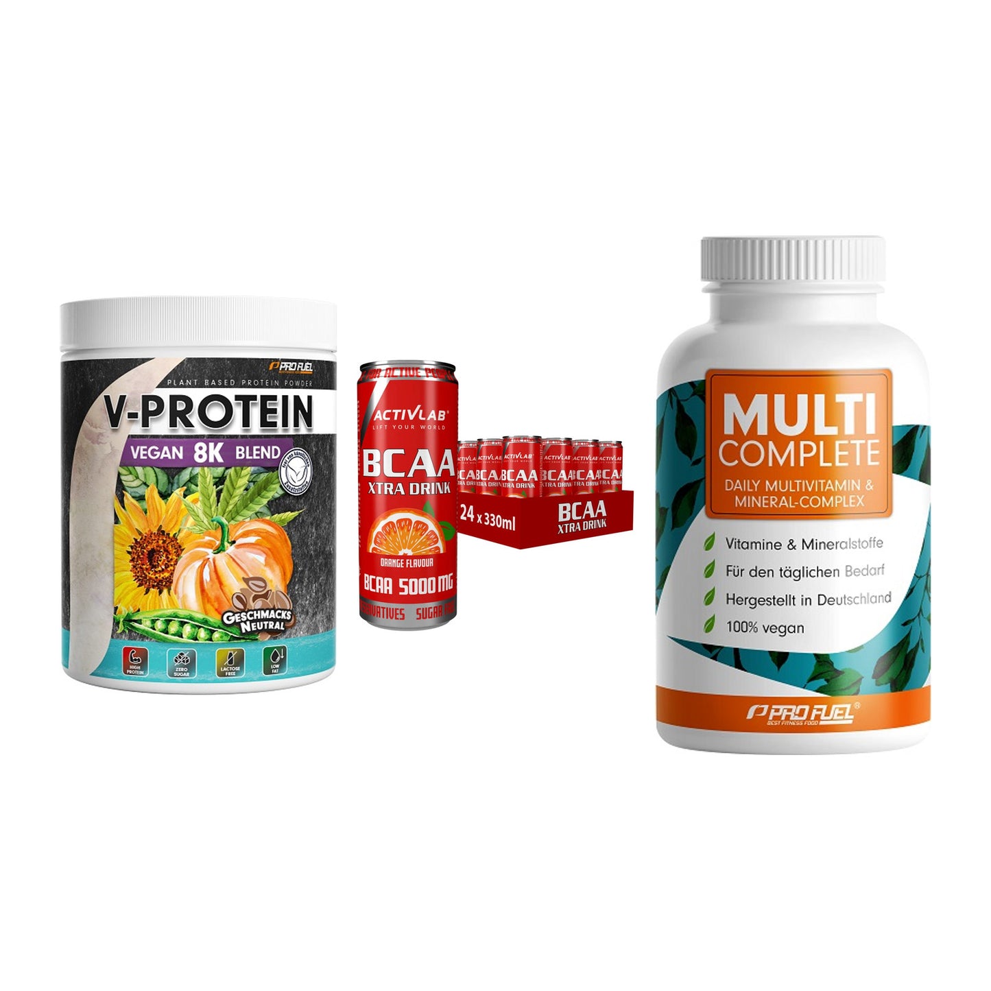 Pflanzliches Set: ProFuel V-Prote + Activlab BCAA + ProFuel MULTI – alle enthaltenen Artikel