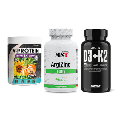 Pflanzliches Set: ProFuel V-Prote + MST ArgiZinc + Big Zone – alle enthaltenen Artikel