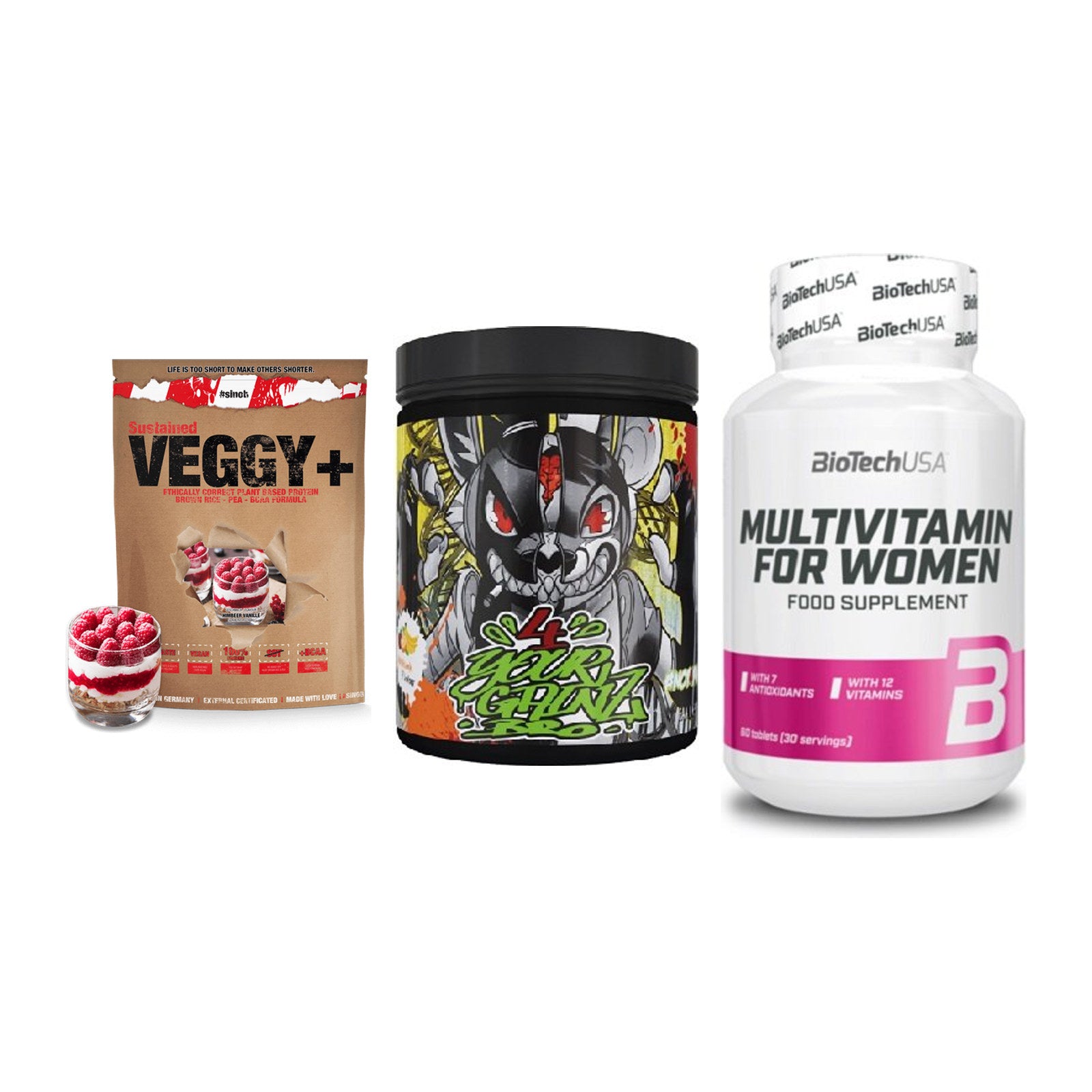 Pflanzliches Set: Sinob VEGGY + BPS-Pharma + BioTech Multivi – alle enthaltenen Artikel