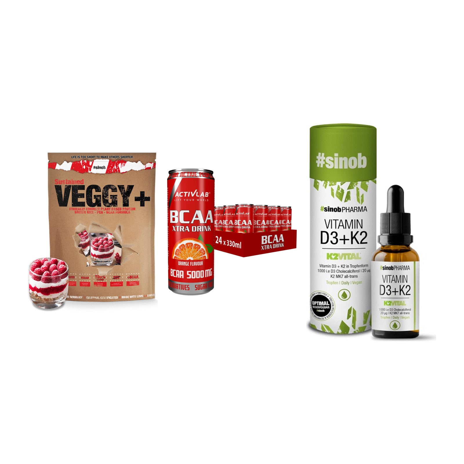 Pflanzliches Set: Sinob VEGGY + Activlab BCAA + Sinob Vitamin – alle enthaltenen Artikel