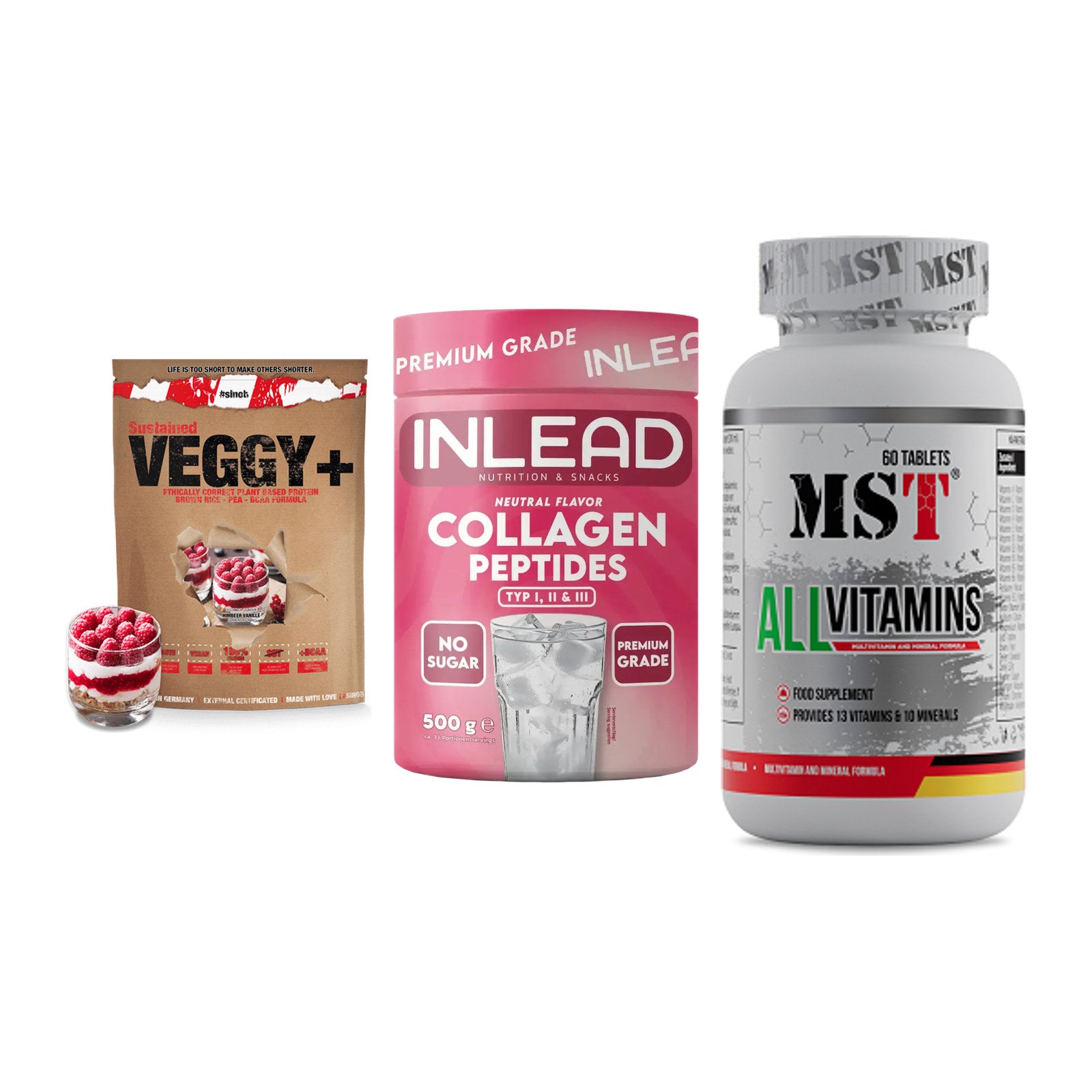 Pflanzliches Set: Sinob VEGGY + INLEAD Collagen + MST All Vitamin – alle enthaltenen Artikel