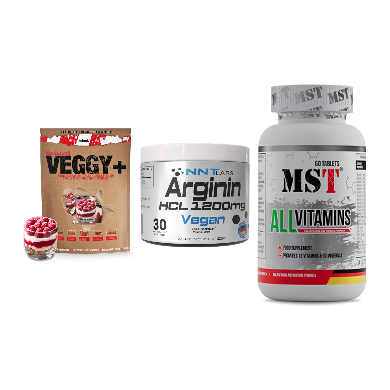 Pflanzliches Set: Sinob VEGGY + NNT Arginin HCL + MST All Vitamin – alle enthaltenen Artikel