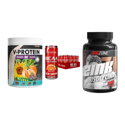 Pflanzliches Set: ProFuel V-Prote + Activlab BCAA + Big Zone Zink – alle enthaltenen Artikel