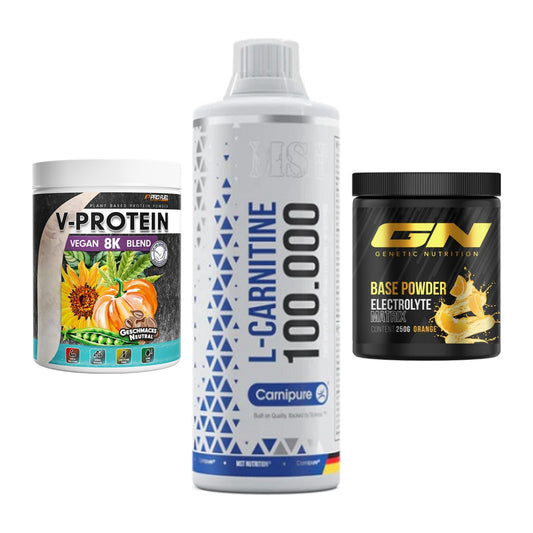 Pflanzliches Set: ProFuel V-Prote + MST L-Carnitine + GN Base Powder – alle enthaltenen Artikel