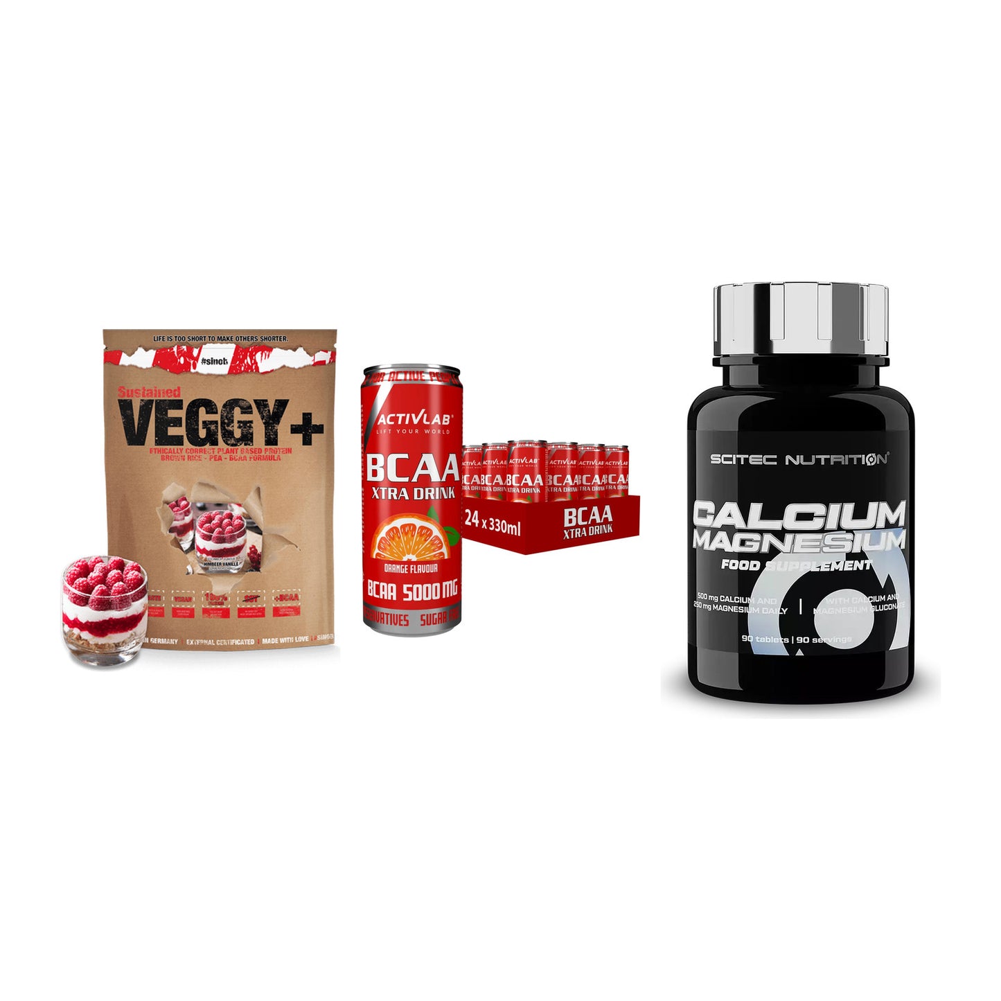 Pflanzliches Set: Sinob VEGGY + Activlab BCAA + Scitec Calcium – alle enthaltenen Artikel