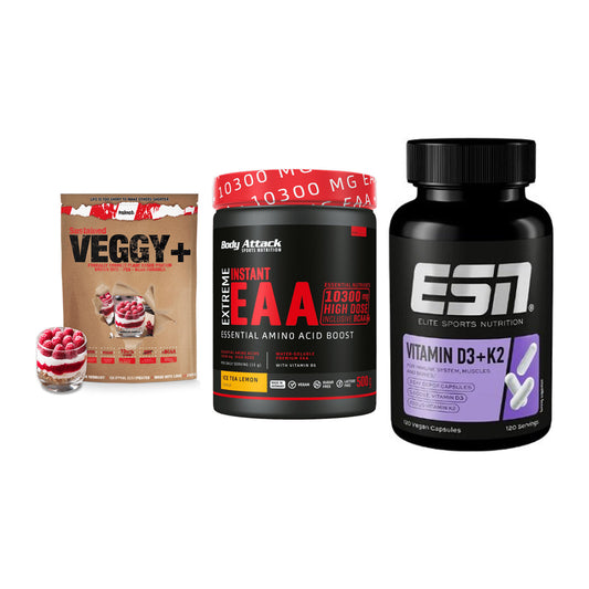 Pflanzliches Set: Sinob VEGGY + Body Attack + ESN Vitamin D3 – alle enthaltenen Artikel