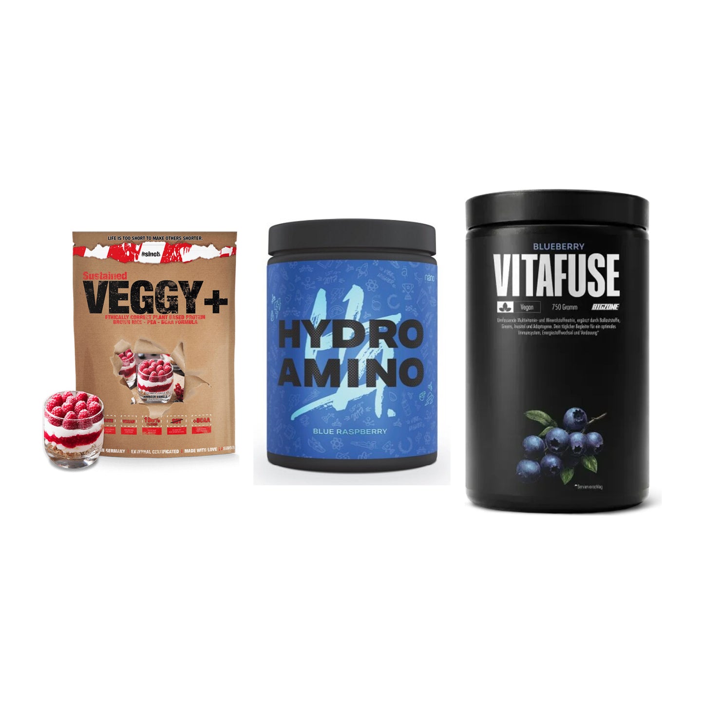 Pflanzliches Set: Sinob VEGGY + Nanosupps Hydro + Big Zone – alle enthaltenen Artikel
